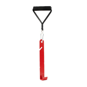 A single EZpanl hook laid flat next to the EZhandle foam grip and strap