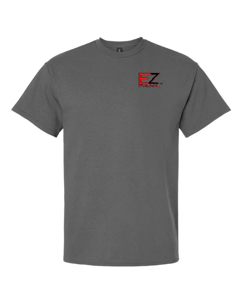 Grey cotton t-shirt with the EZpanl logo on the chest